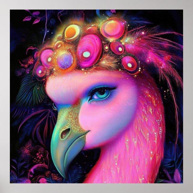 Cosmic Flamingo Queen Poster (Vorne)