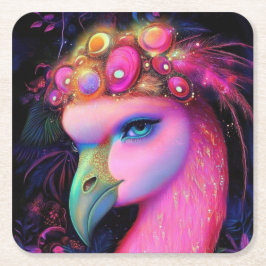 Cosmic Flamingo Queen Rechteckiger Pappuntersetzer