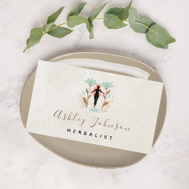 Cosmic Floral Girl Kräuterkolonie neutrale Beige E Visitenkarte