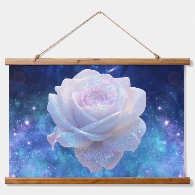 Cosmic Flower Hanging Tapestry Wandteppich Mit Holzrahmen (Vorne)