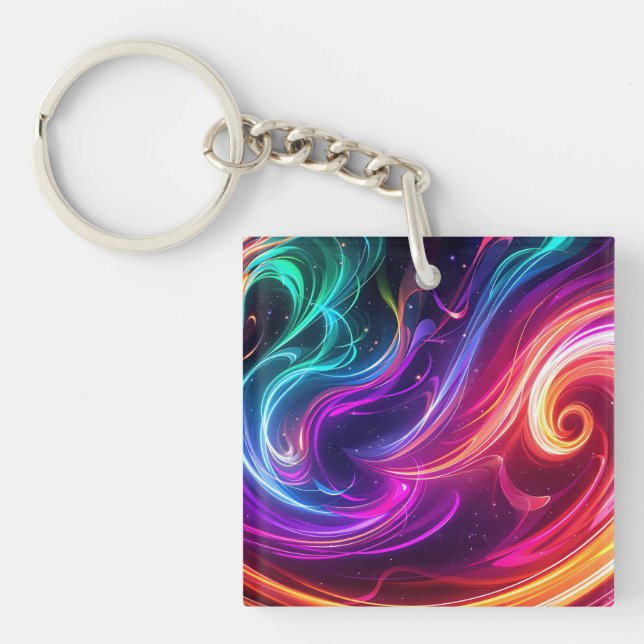 Cosmic Flowing Swirls Schlüsselanhänger (Vorderseite)