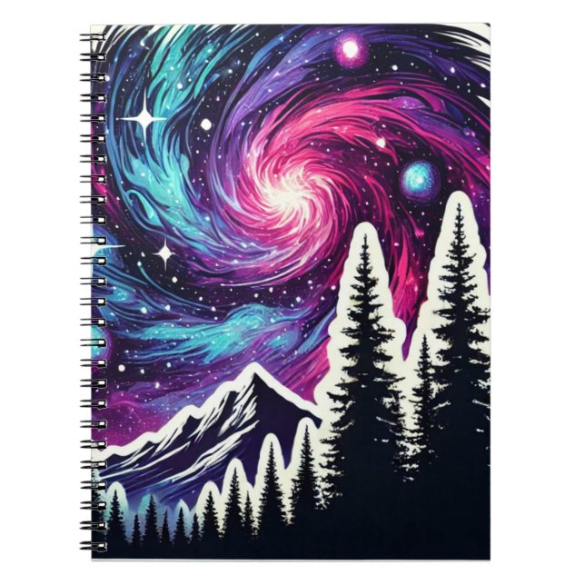 Cosmic Forest: Galaxy Meets Nature Notizblock (Vorderseite)