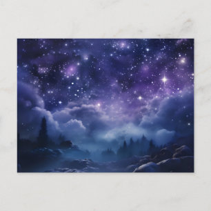 Cosmic Forest Night Sky Ankündigungspostkarte