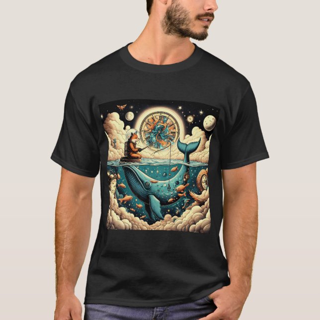 Cosmic Fox â€“ Fischen in der Zeit T-Shirt (Vorderseite)