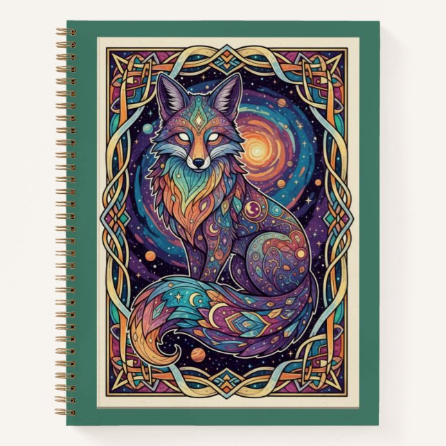 Cosmic Fox Galaxy Zentangle Spirit Journal Notizbuch (Vorderseite)