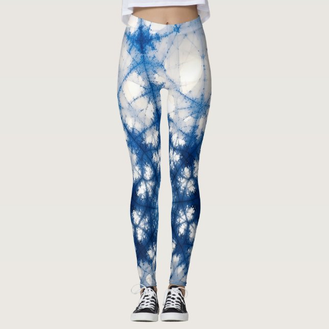 Cosmic Fractal Energy Art | Blue Geometric Abstrac Leggings (Vorderseite)