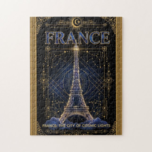 Cosmic France Eiffel Tower Celestial Art Puzzle (Vertikal)
