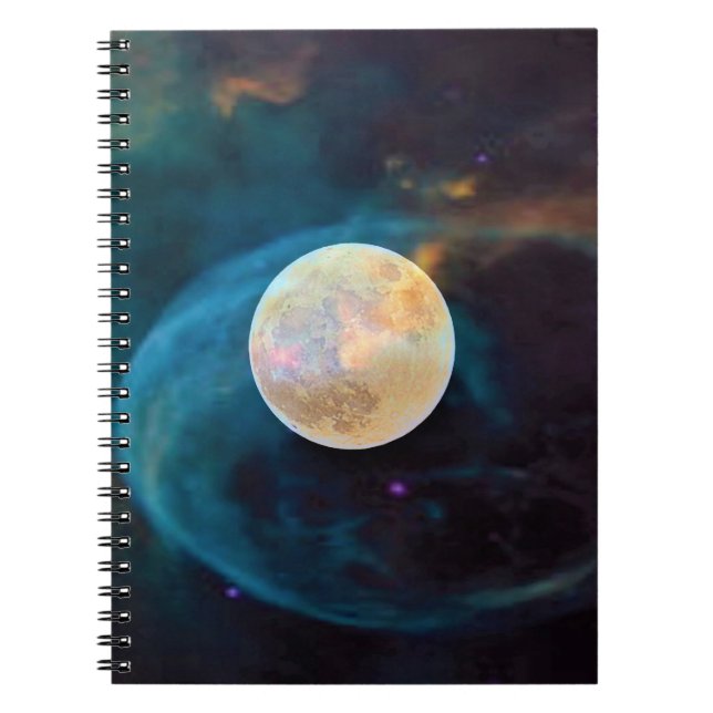 Cosmic Full Moon Spiral Notebook Notizblock (Vorderseite)