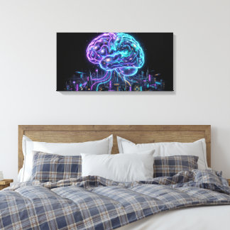 Cosmic Galaxy Brain Cyberpunk City Canvas Wall Art Leinwanddruck