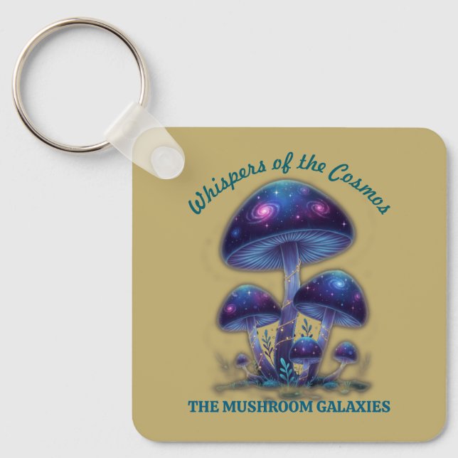 Cosmic Galaxy Mushrooms • Whimsical Fantasy Fungi  Schlüsselanhänger (Vorderseite)