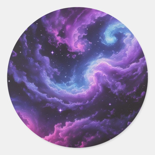Cosmic Galaxy Nebula Abstract Space Art Design Runder Aufkleber (Vorderseite)