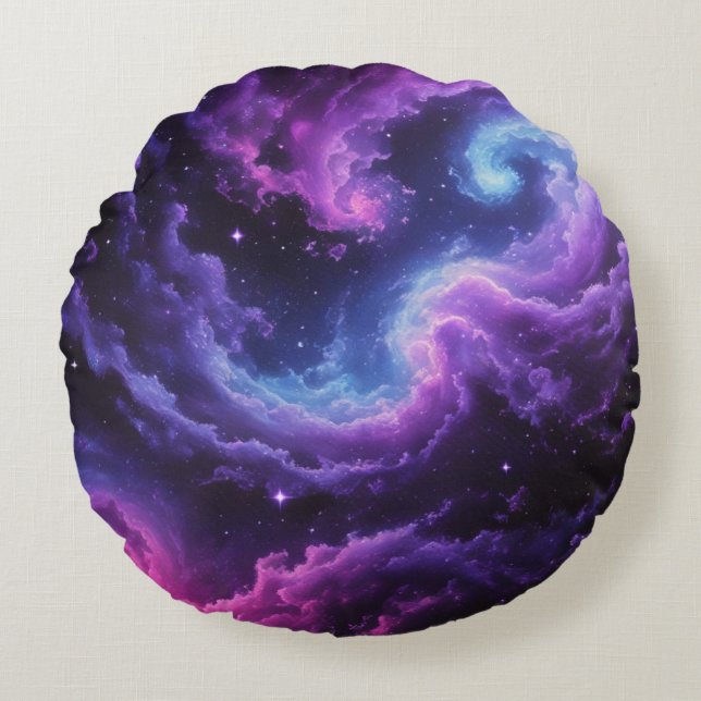 Cosmic Galaxy Nebula Abstract Space Art Design Rundes Kissen (Vorderseite)