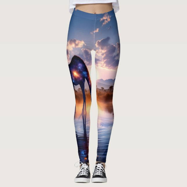 Cosmic Giraffe - Afrikanische Sonnenuntergang-Legg Leggings (Vorderseite)