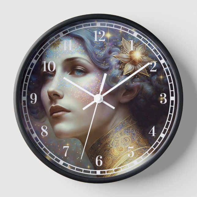 Cosmic Goddess Fantasy Art Clock Uhr (Vorderseite)