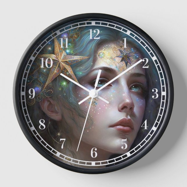 Cosmic Goddess Fantasy Art Clock Uhr (Vorderseite)