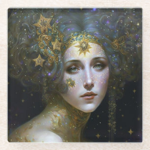 Cosmic Goddess Fantasy Art Glasuntersetzer