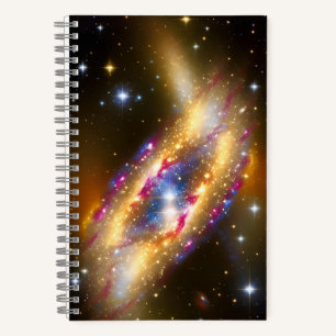 Cosmic Gold Pink und Blue Astro Starry Galactic Notizbuch