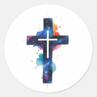Cosmic Grace Galaxy Christian Kreuz Aufkleber