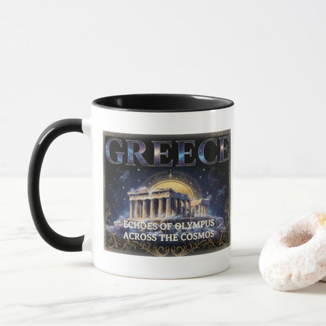 Cosmic Greece Ancient Temple Celestial Art Tasse (Mit Donut)