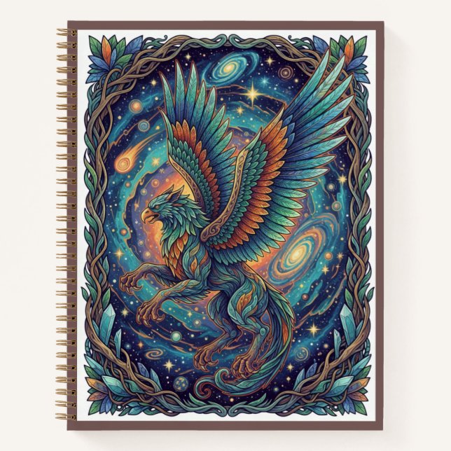 Cosmic Griffin Guardian Zentangle Mythical Journal Notizbuch (Vorderseite)