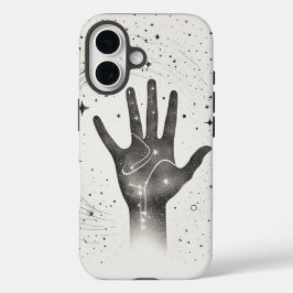 Cosmic Hand in Starry Galaxy – Surreal Spiritual S iPhone 16 Hülle