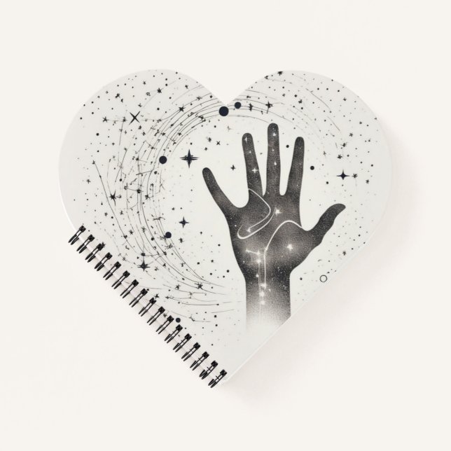 Cosmic Hand in Starry Galaxy – Surreal Spiritual S Notizbuch