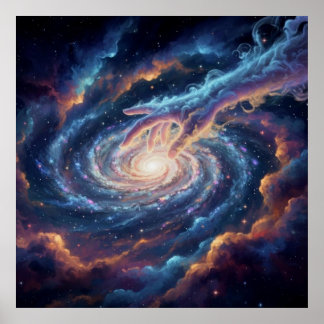 Cosmic Hand of Creation — Surreal Galaxy Art Poster