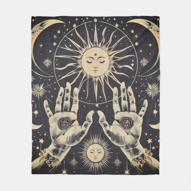 ✨ Cosmic Harmony Sun & Moon Fleece Blanket (Vorderseite)