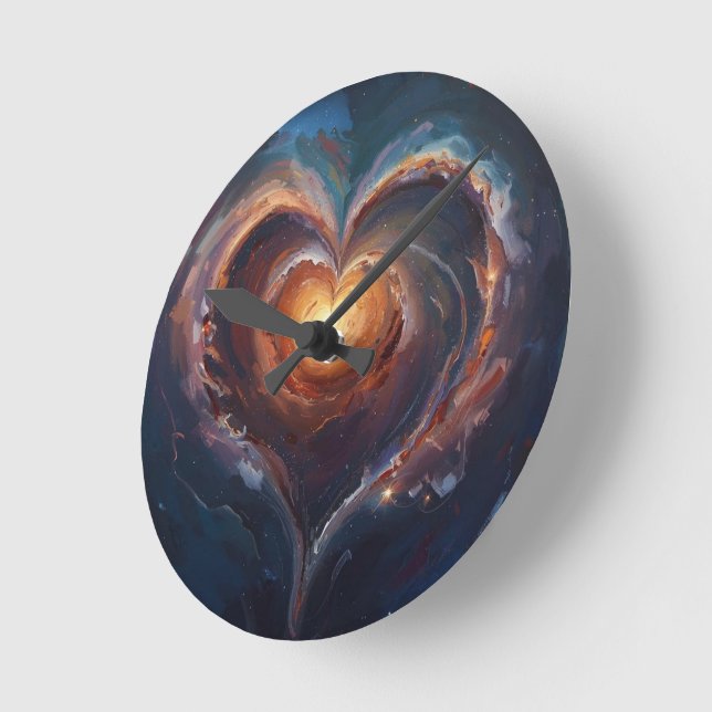 Cosmic Heart Galaxy Love Art – Universe Romance  Runde Wanduhr (Winkel)
