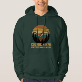 Cosmic Hiker Retro 70s Sunset Space Forest Stars Hoodie