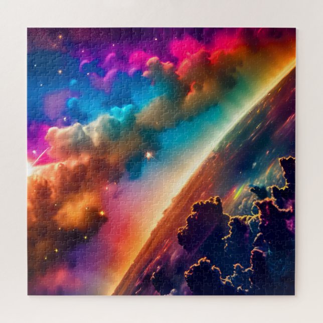 Cosmic Indigo farbenfrohe Himmelslandschaft Puzzle (Horizontal)