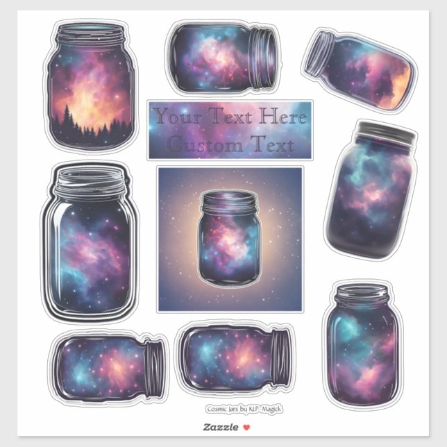 Cosmic Jars AI Fantasy Digital Art Print (Set) Aufkleber (Blatt)