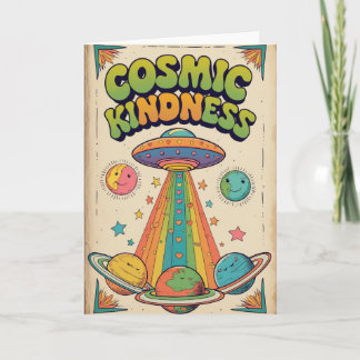 Cosmic Kindness Birthday Card, Cute Space Birthday Karte