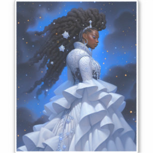 Cosmic Lady African American Fantasy Art Aufkleber