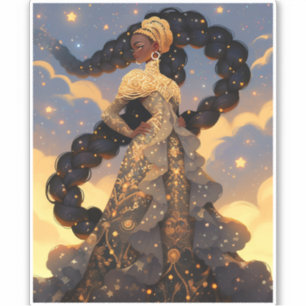 Cosmic Lady African American Fantasy Art Aufkleber