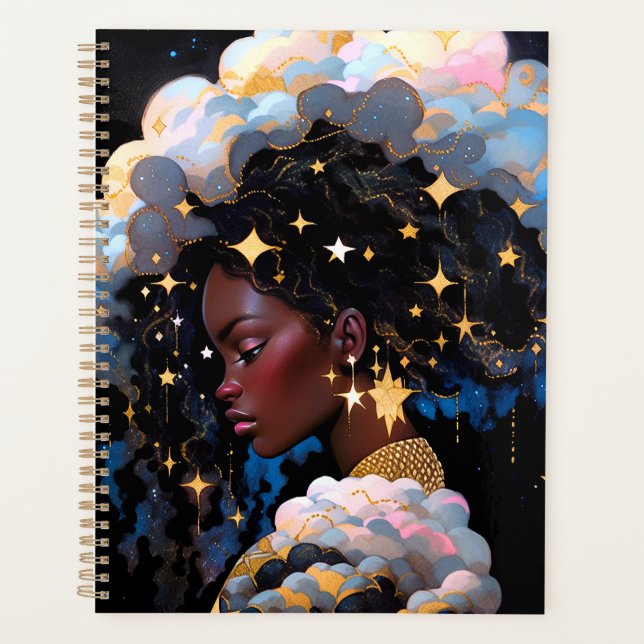 Cosmic Lady African American Fantasy Art Planer (Vorderseite)