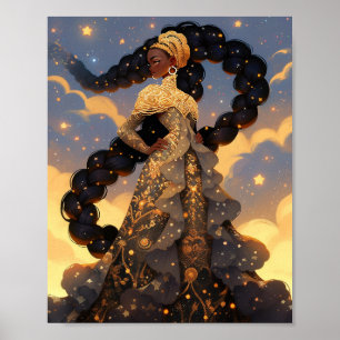 Cosmic Lady African American Fantasy Art Poster