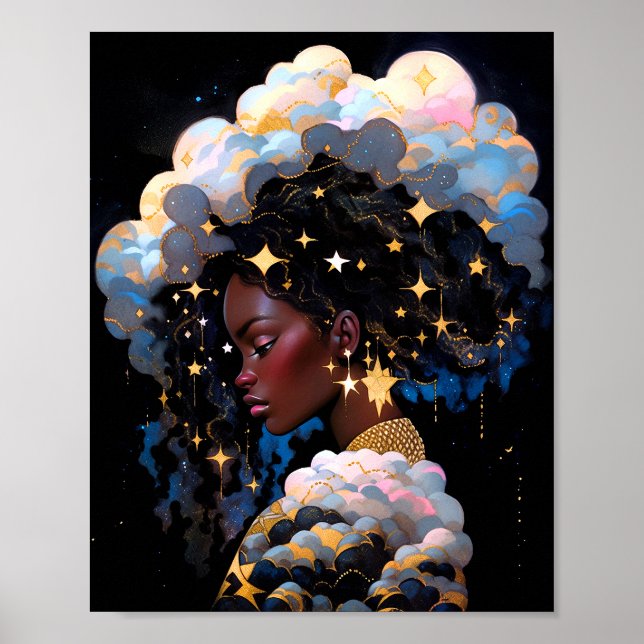 Cosmic Lady African American Fantasy Art Poster (Vorne)