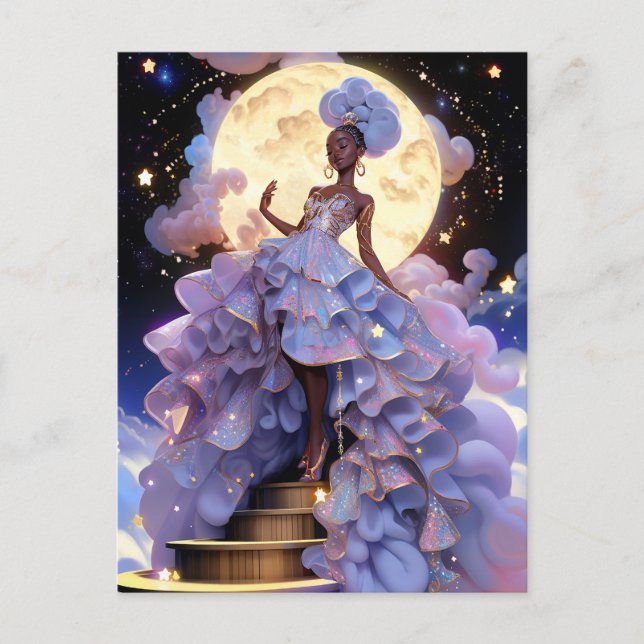Cosmic Lady African American Fantasy Art Postkarte (Vorderseite)