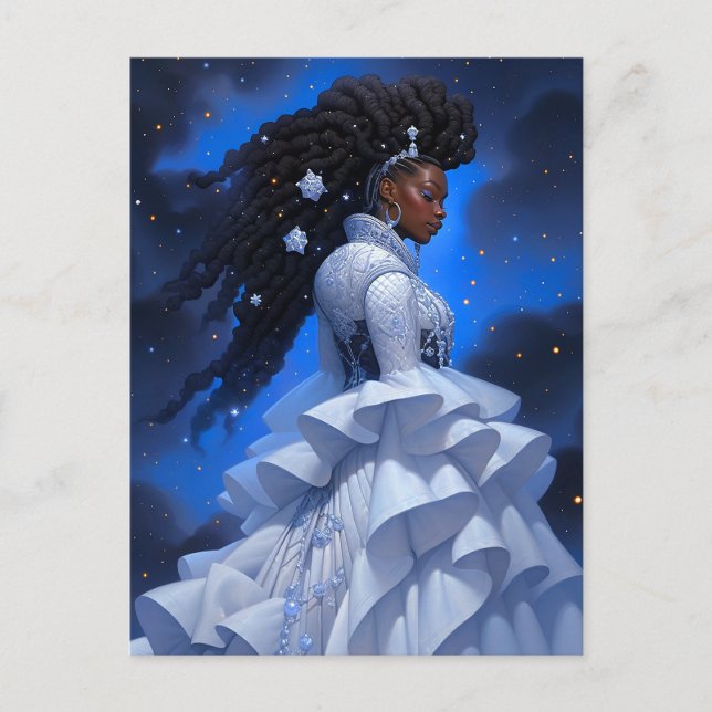 Cosmic Lady African American Fantasy Art Postkarte (Vorderseite)