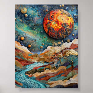 Cosmic Landscape Fantasy Art Poster