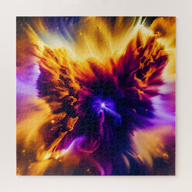 Cosmic Lila Blue Red Nebulae Explosionslandschaft Puzzle (Horizontal)