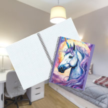 Cosmic Lila Unicorn Spiral Notebook