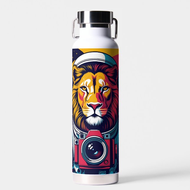 Cosmic Lion Astronaut Mug | Bold Space Art Coffee  Trinkflasche (Vorne)