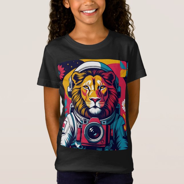 Cosmic Lion Astronaut Pillow | Bold Space Art Cush T-Shirt (Vorderseite)