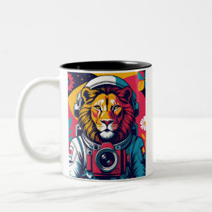 Cosmic Lion Astronauten-Tasse   Kühne Weltraum-Kun Zweifarbige Tasse