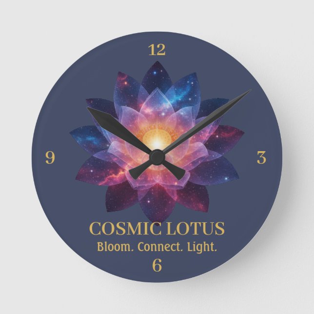 Cosmic Lotus Flower - Galaxy Bloom Energy Runde Wanduhr (Vorderseite)