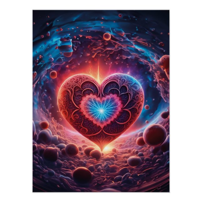 Cosmic Love: Radiant Heart in the Cosmos Poster (Vorderseite)