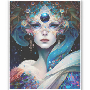 Cosmic Masked Goddess Queen Fantasy Art Aufkleber