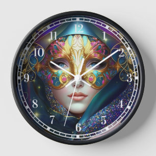 Cosmic Masked Goddess Queen Fantasy Art Clock Uhr